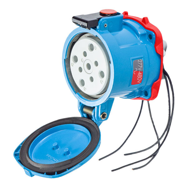 37-64247-C-K04-264-843-4X - DS100C RECEPTACLE METAL BLUE SIZE 4 TYPE 4X 3P+N+G 100A 277/480 VAC 60 Hz +4 AUX PADLOCK PAWL TYPE 4X WATERTIGHTNESS